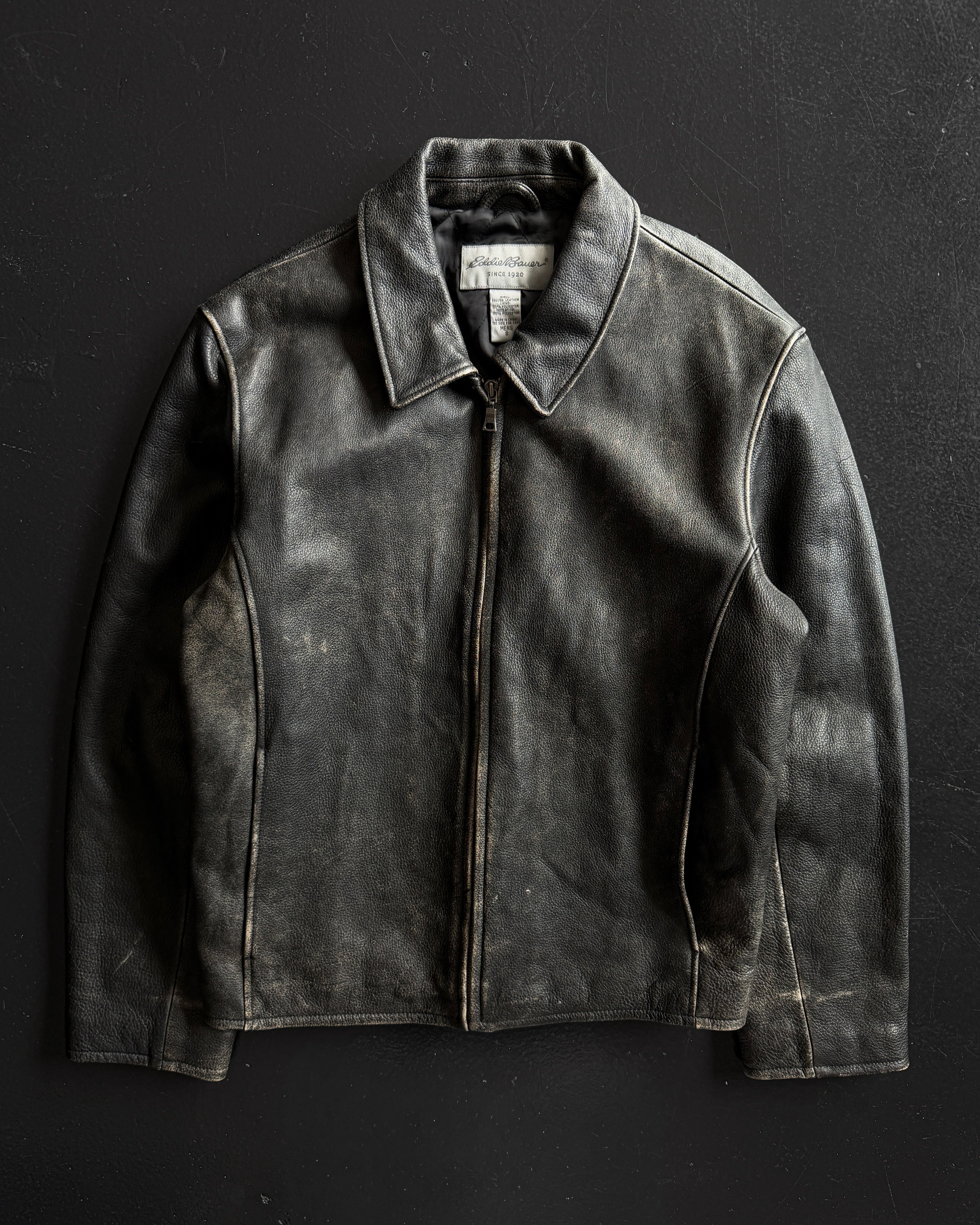 2000S EDDIE BAUER DISTRESSED BOXY LEATHER JACKET