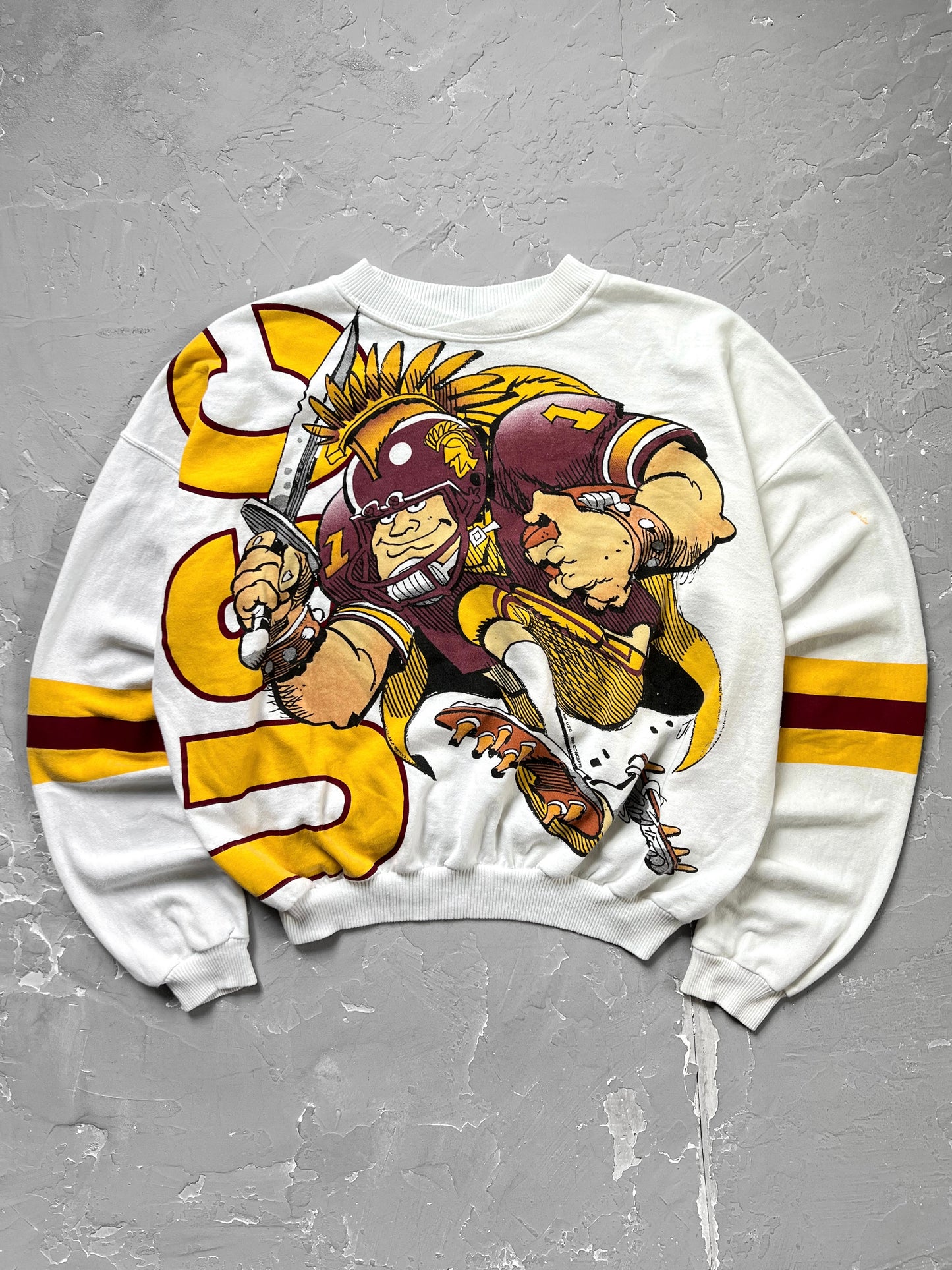 1989 USC Trojans Caricature Cropped Sweatshirt [XL]