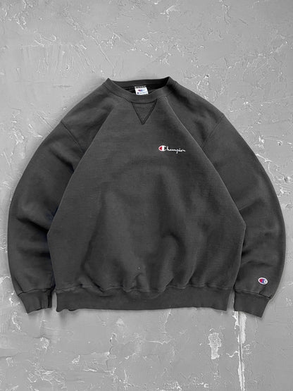 1990s Faded Black Champion Sweatshirt [XL]