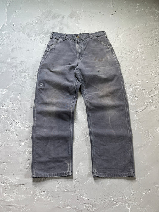 Carhartt Repaired & Faded Petrol Blue Carpenter Pants [33 x 30]