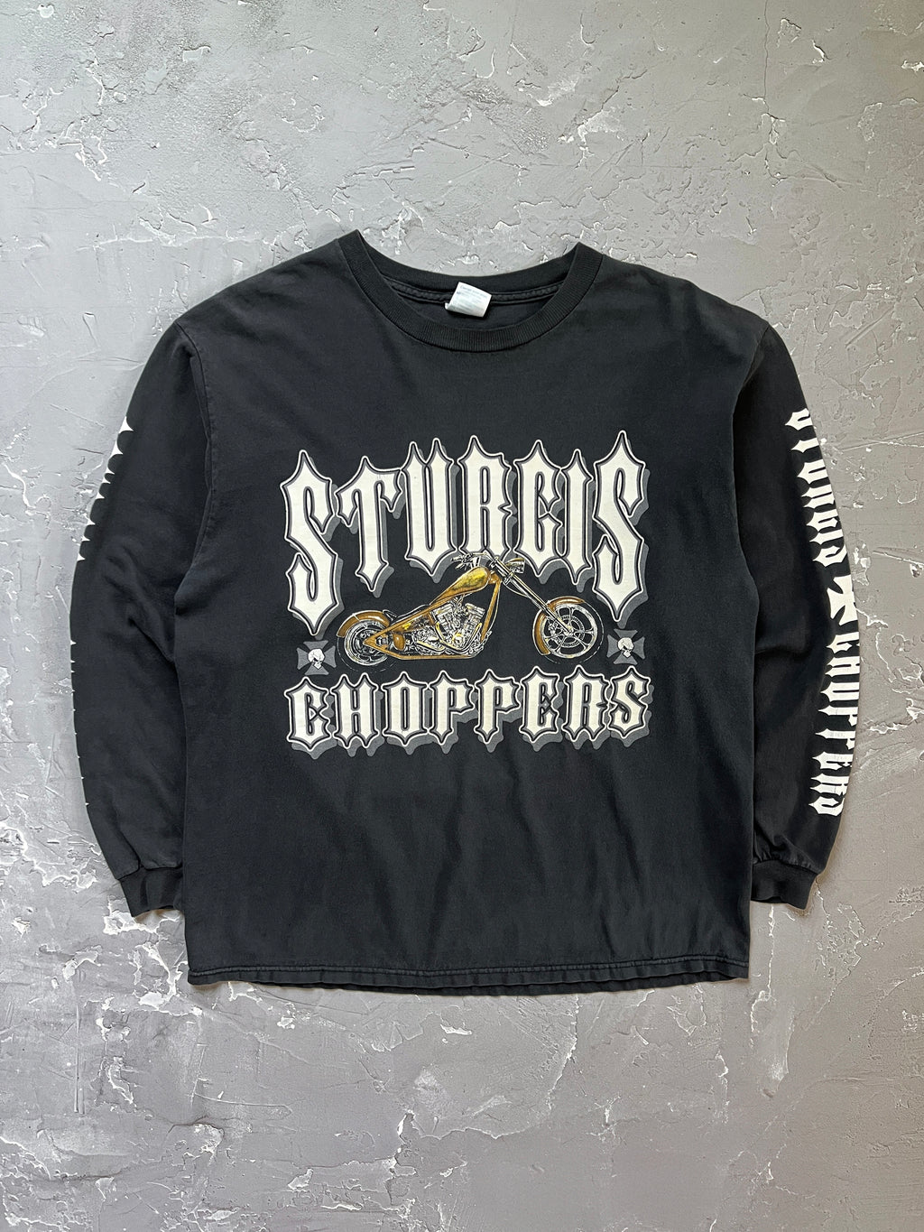 1990s Faded Black Boxy Sturgis Choppers L/S Tee [L]