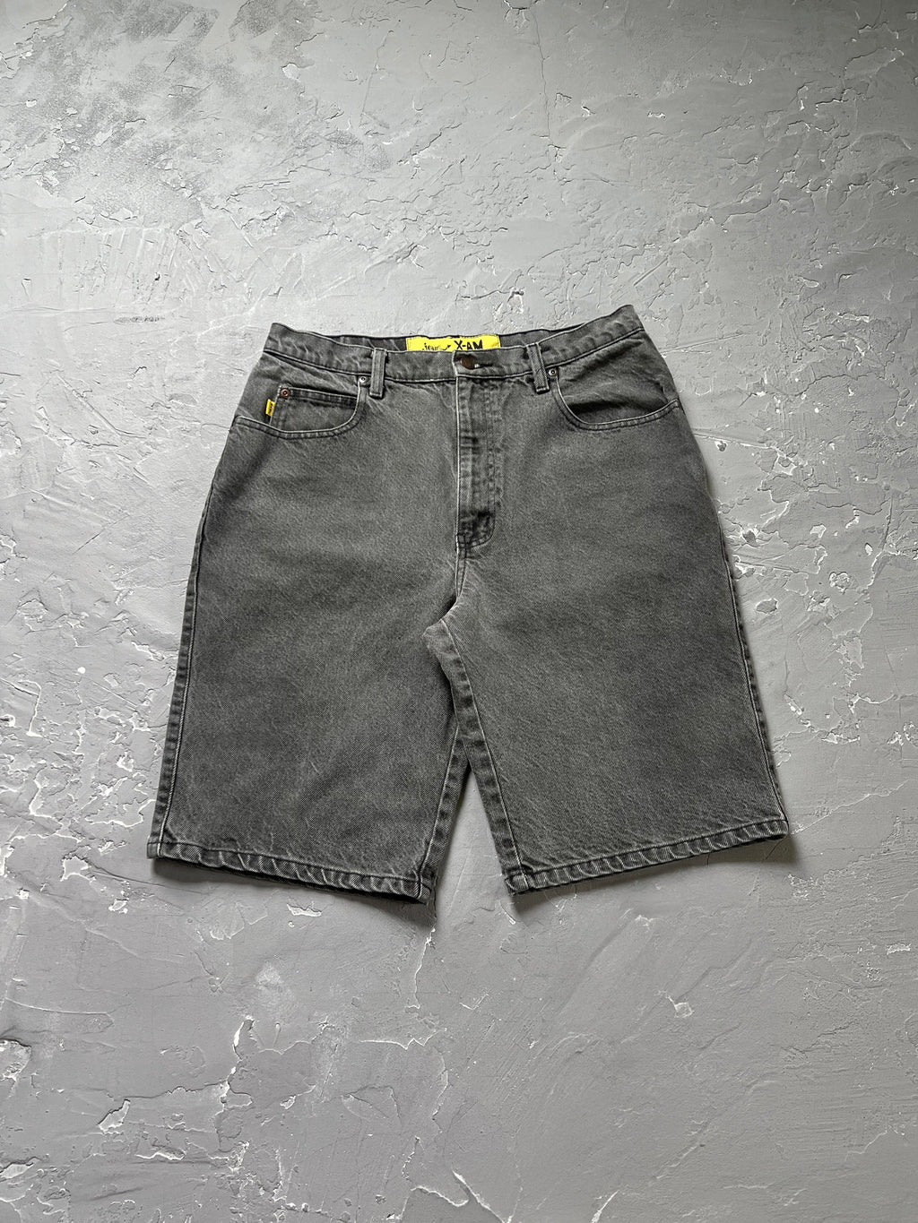 2000s X-Am Baggy Faded Black Denim Shorts [32]