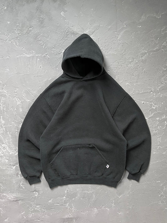 1990s Faded Black Russell Athletic Hoodie [M]