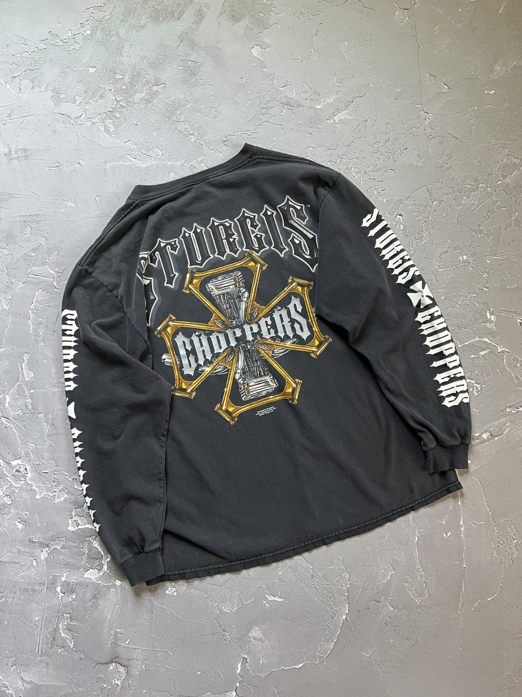 1990s Faded Black Boxy Sturgis Choppers L/S Tee [L]
