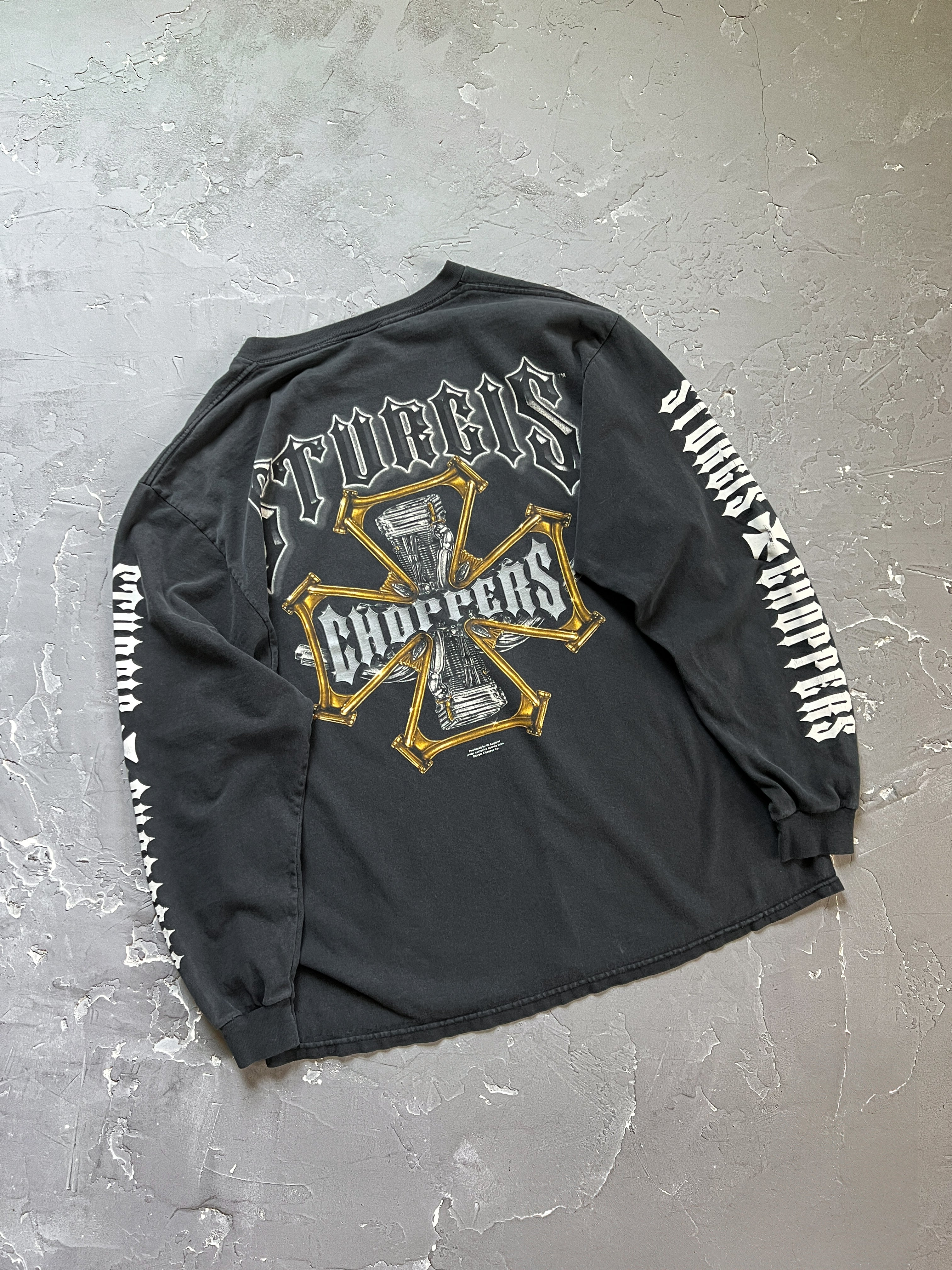 1990s Faded Black Boxy Sturgis Choppers L/S Tee [L]
