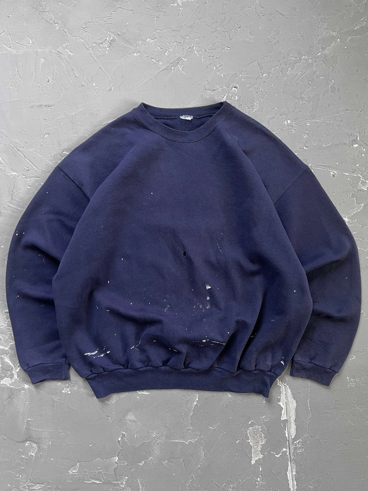 1990s Navy Painted Boxy Sweatshirt [L]