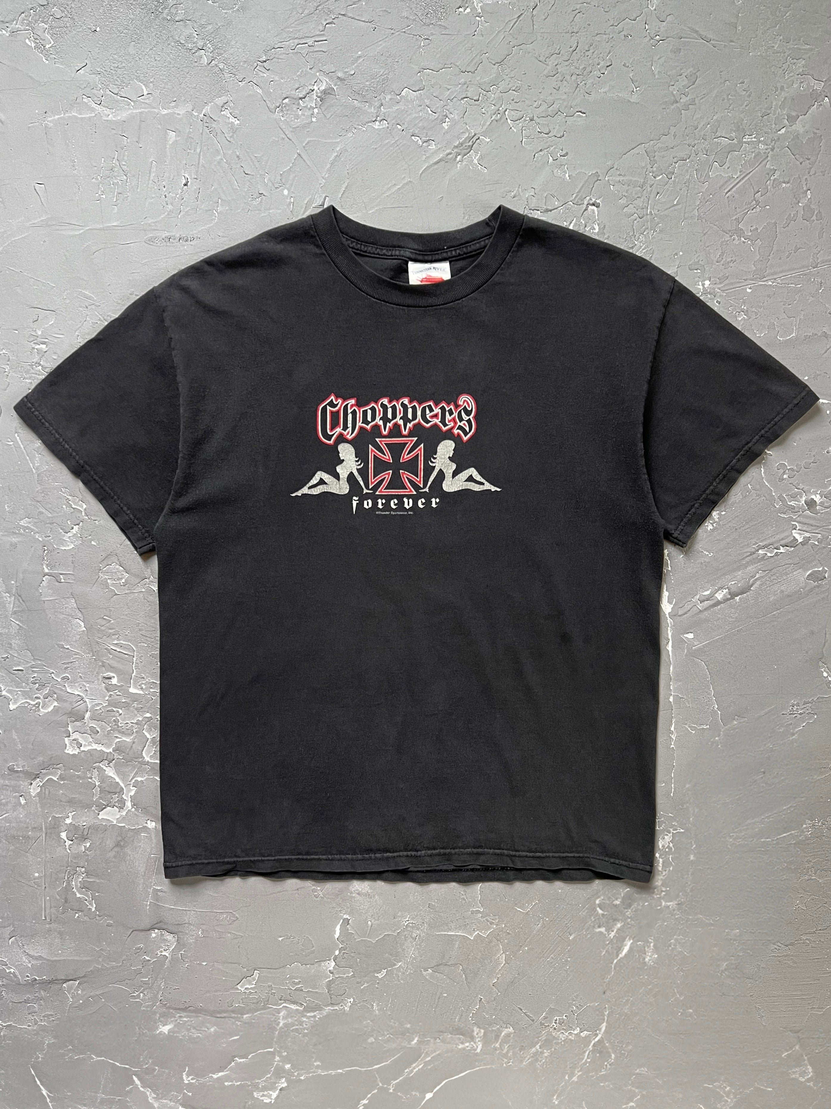 2000s Faded Black “Choppers Forever” Tee [L]