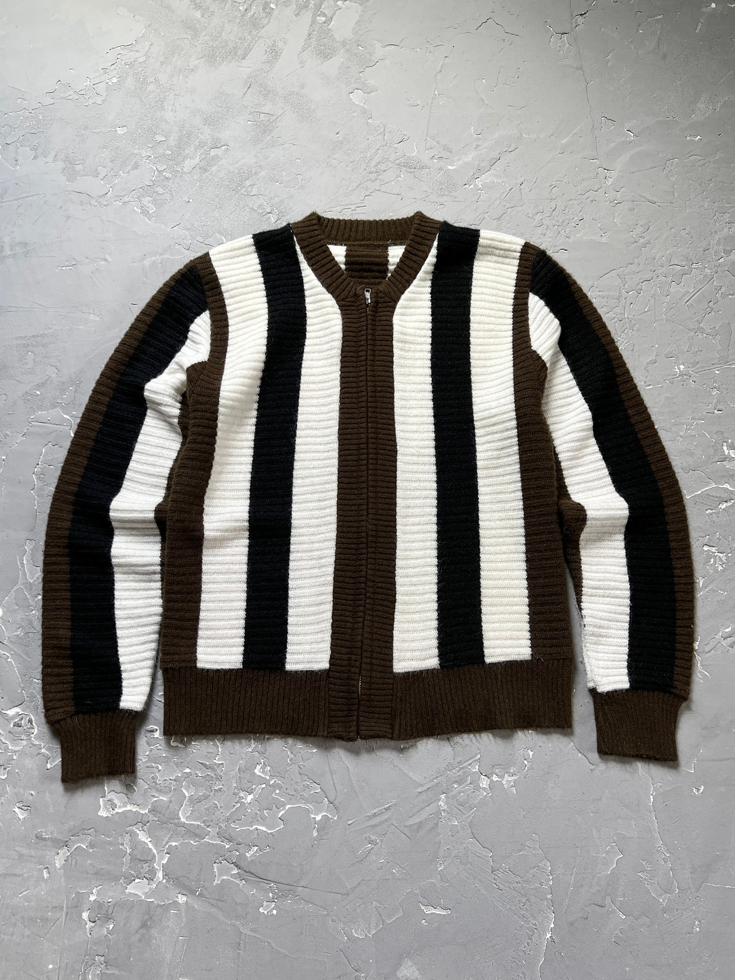 1960s Striped Zip Cardigan [S]