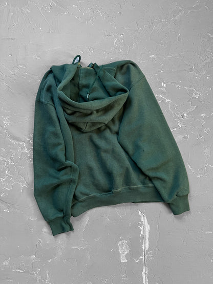 1970s Boxy Pine Green Zip Up Hoodie [M]