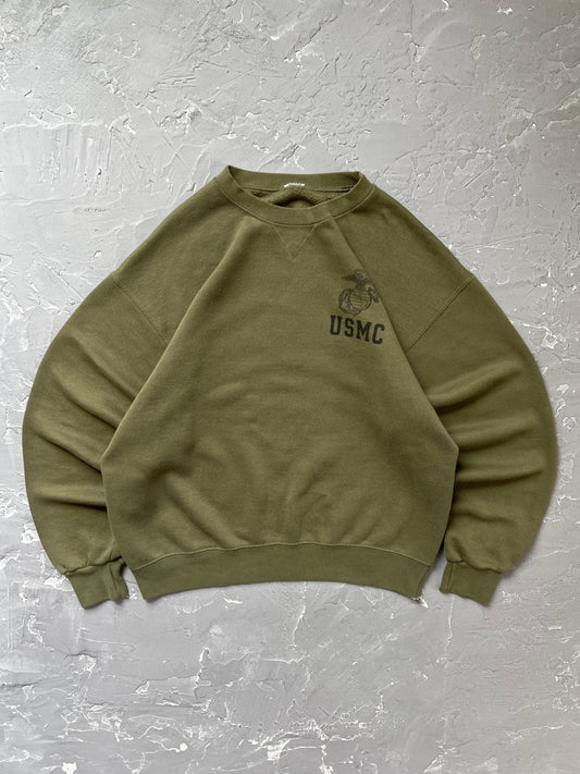 1990s Olive USMC Sweatshirt [L/XL]