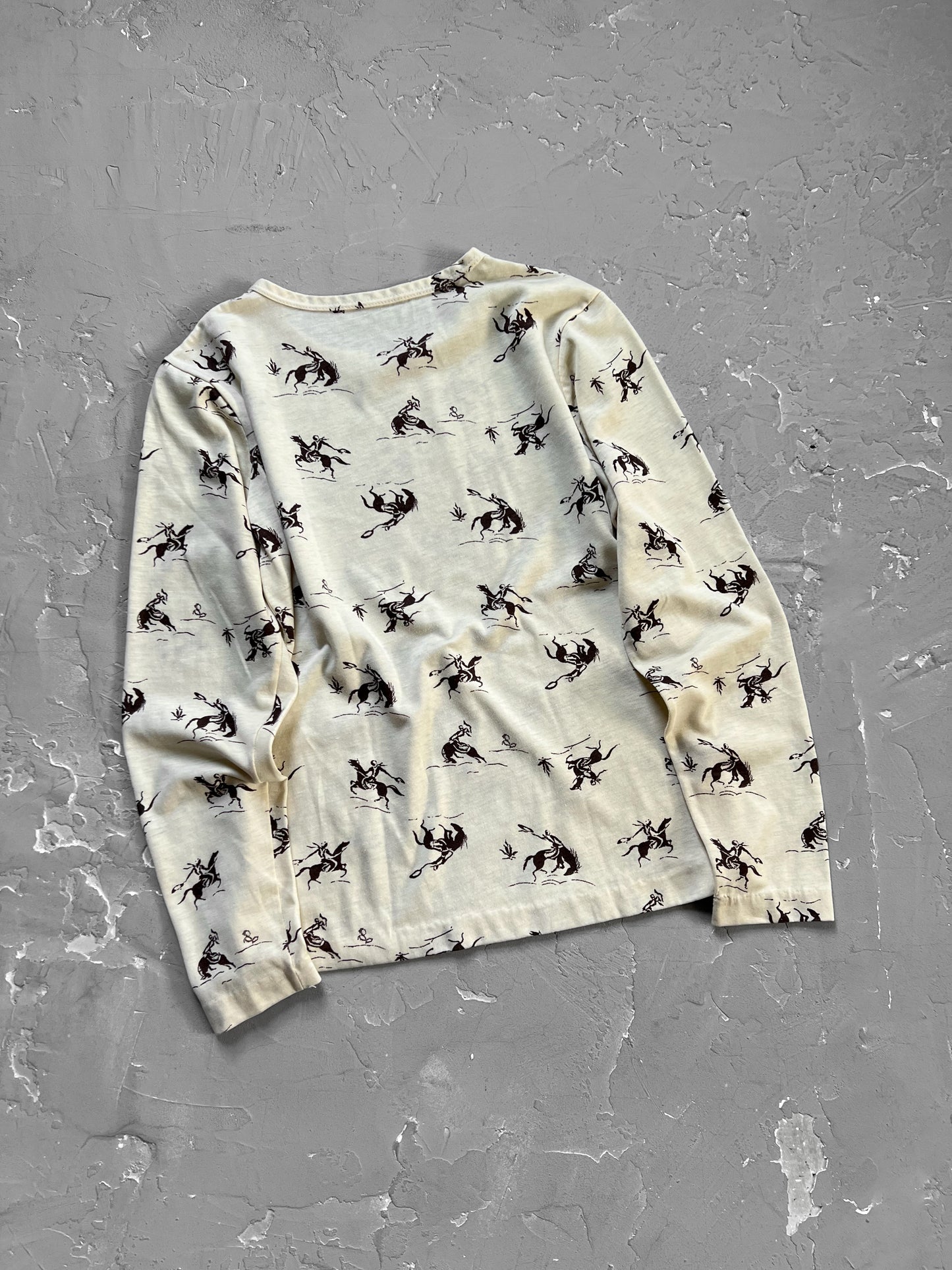 1970s Horse Print Long Sleeve Tee [S]