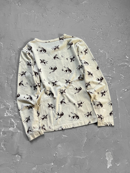 1970s Horse Print Long Sleeve Tee [S]