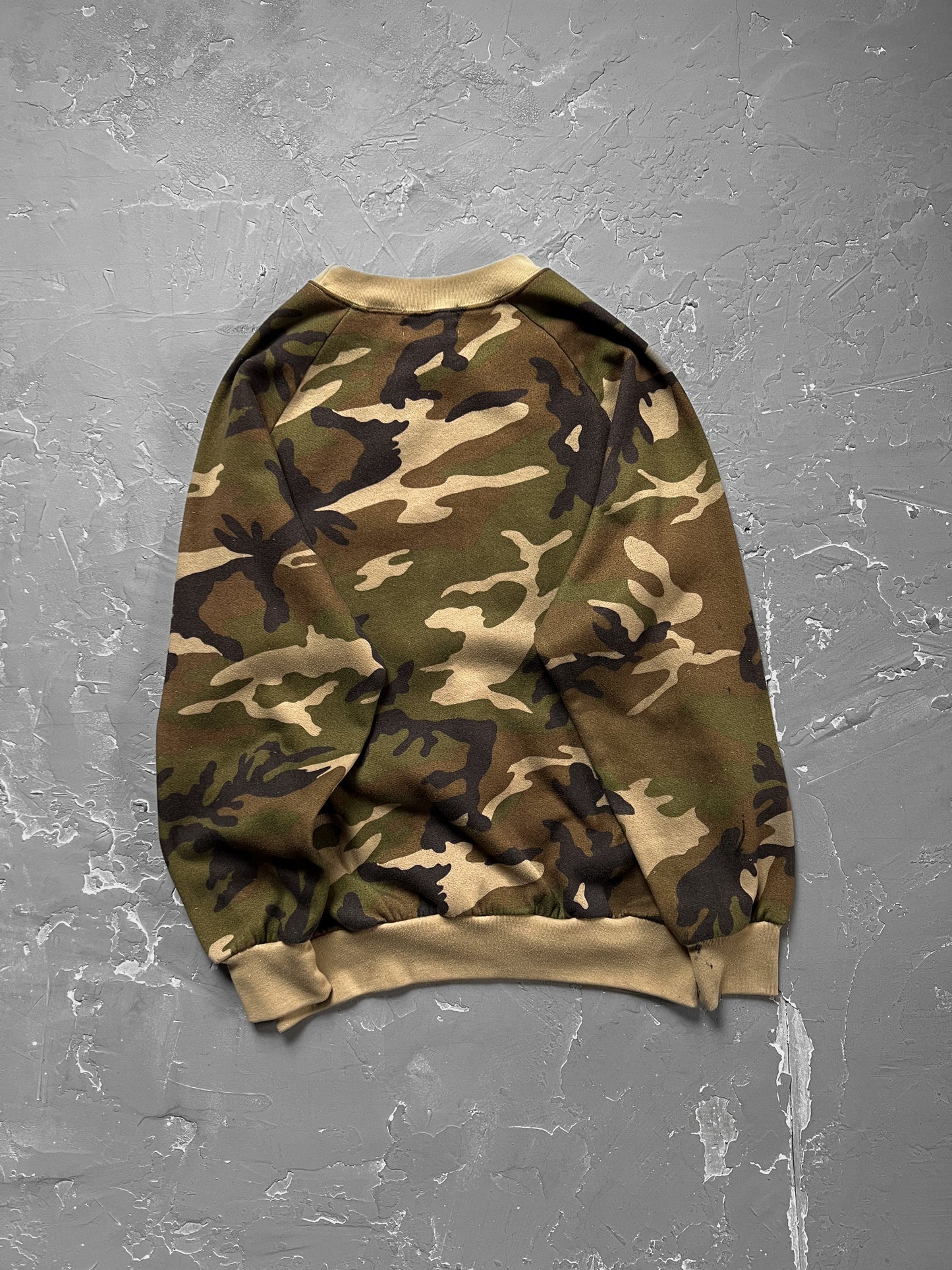 1980s Camouflage Fleece Sweatshirt [L]