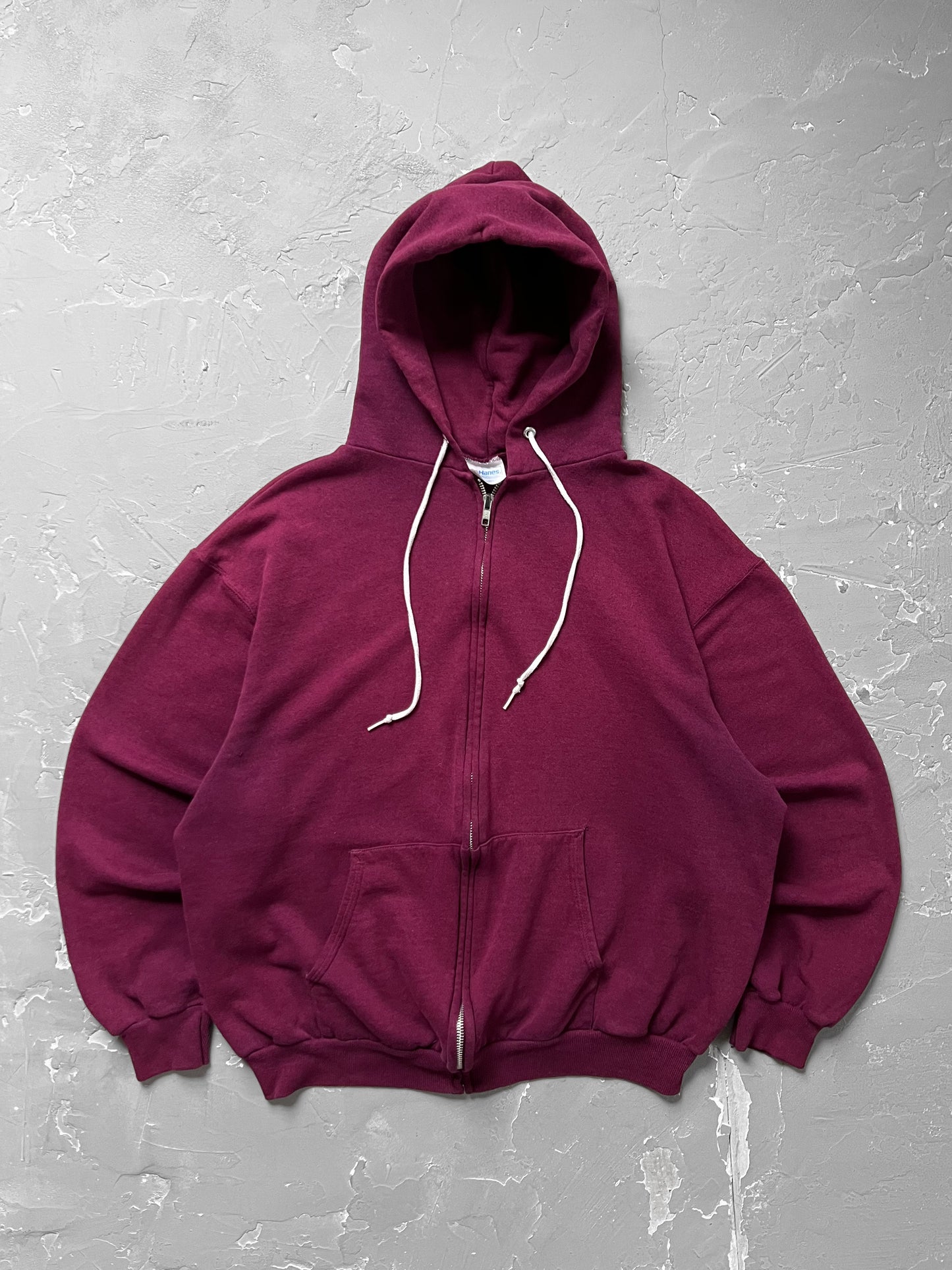 1980s Grape Boxy Zip Up Hoodie [L]