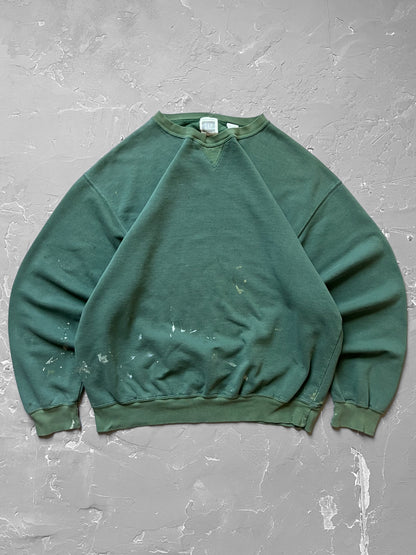 1990s Sage Green Painted Sweatshirt [XL]