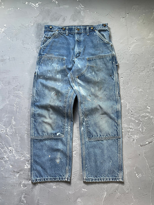 1990s Carhartt Painted Denim Double Knee Pants [34 x 30]