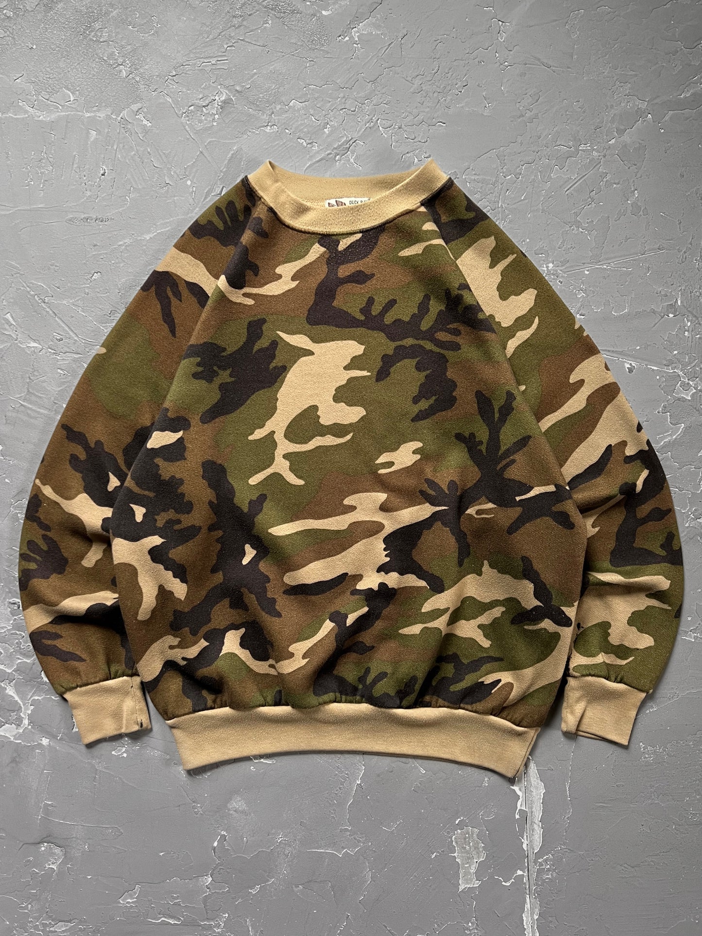 1980s Camouflage Fleece Sweatshirt [L]