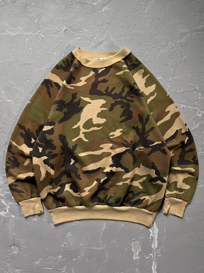 1980s Camouflage Fleece Sweatshirt [L]