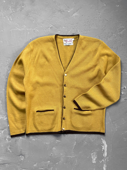 1970s Yellow & Brown Cardigan [L]