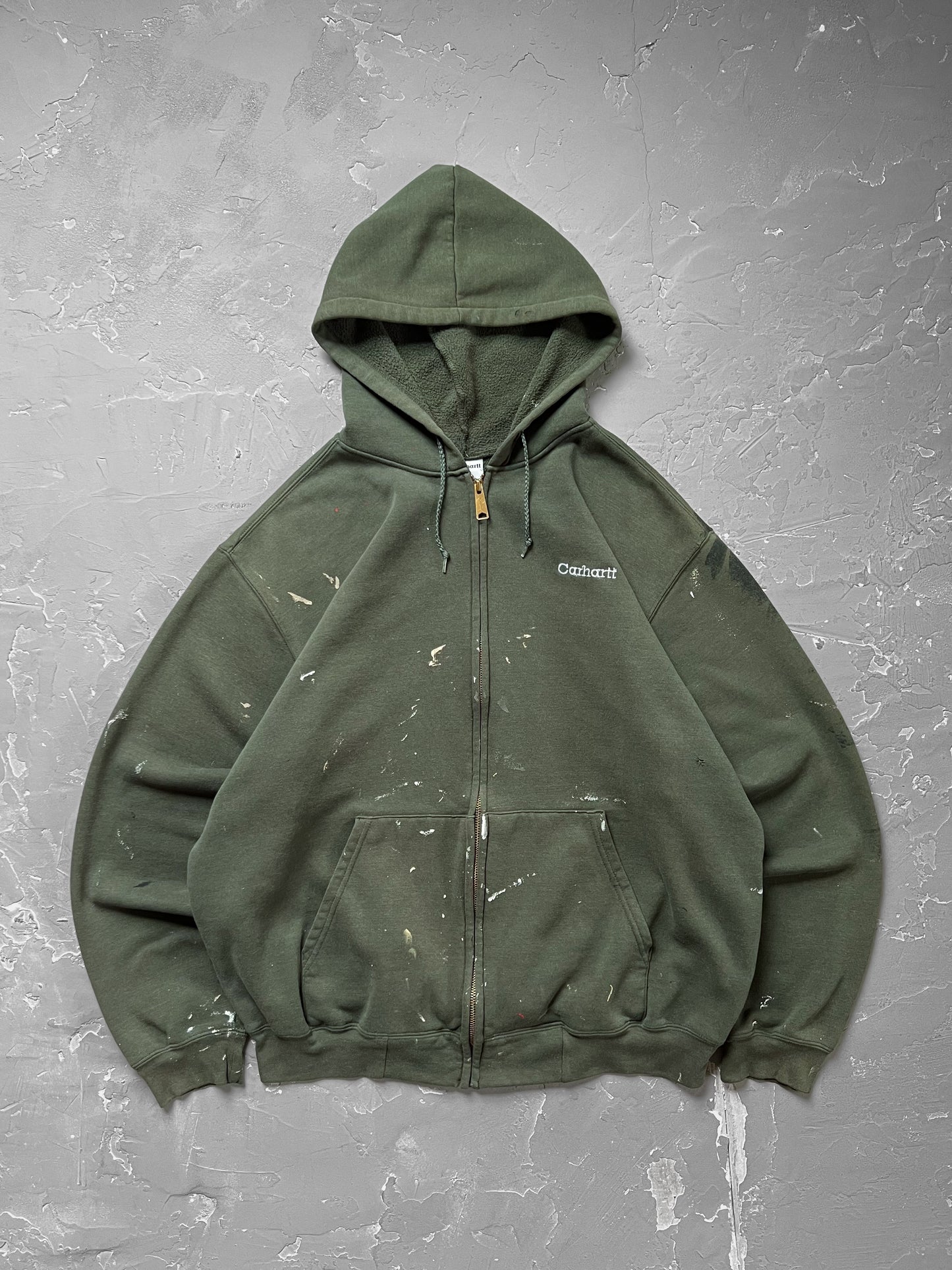 Carhartt Green Painted Zip Up Hoodie [XL]