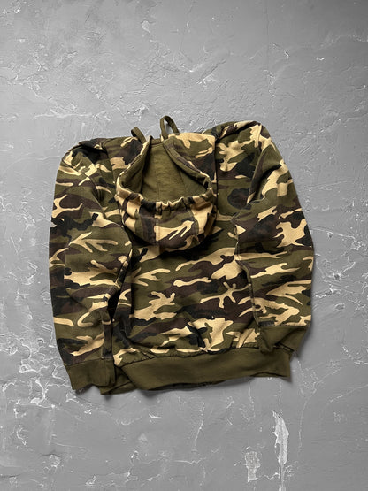 2000s Camouflage Thermal Lined Zip Up Hoodie [XL]