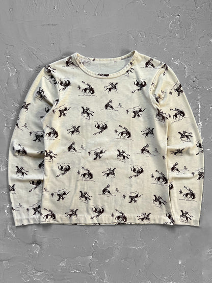 1970s Horse Print Long Sleeve Tee [S]