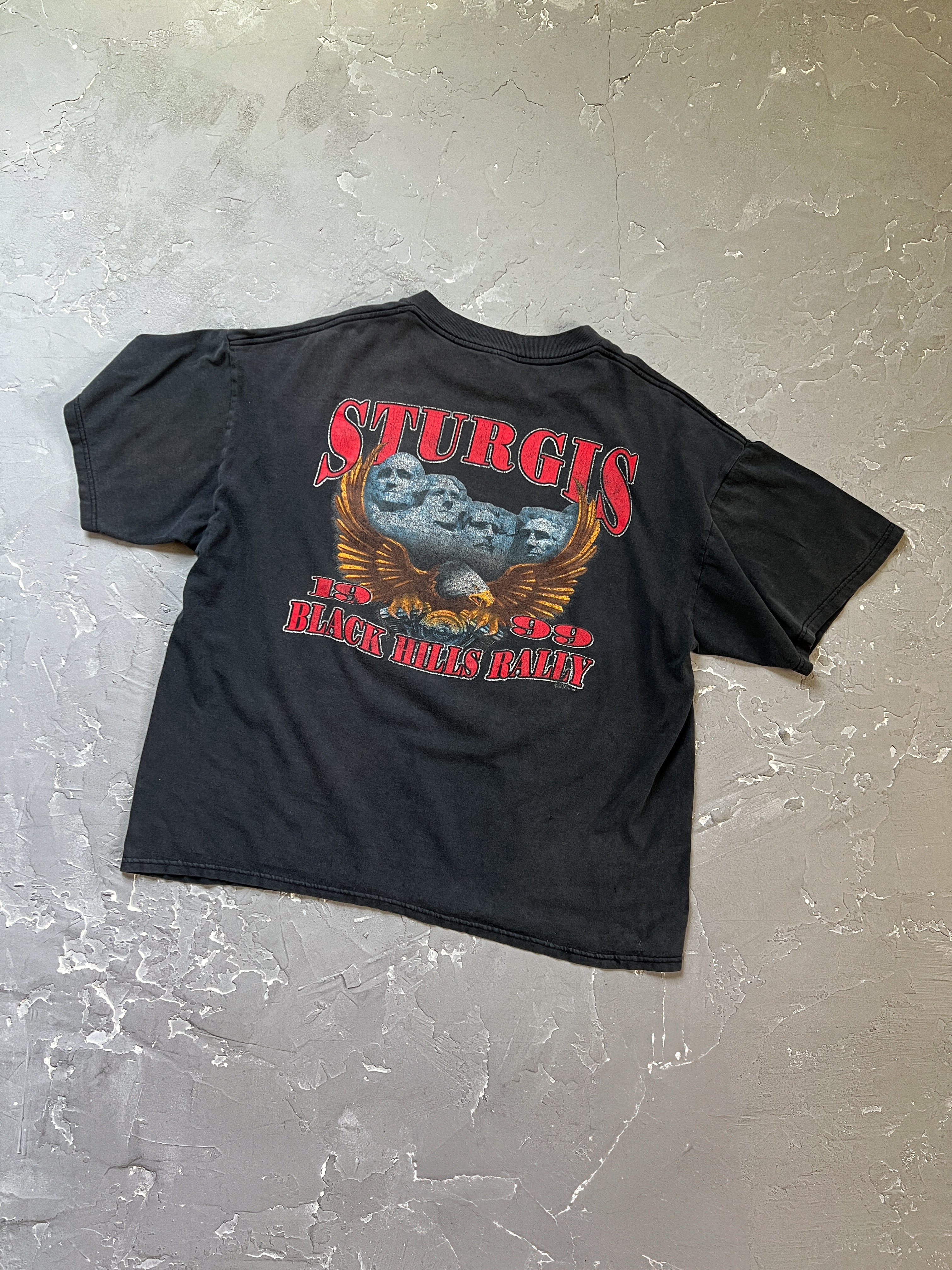 1999 Faded Black Boxy Sturgis Black Hills Rally Tee [XL]