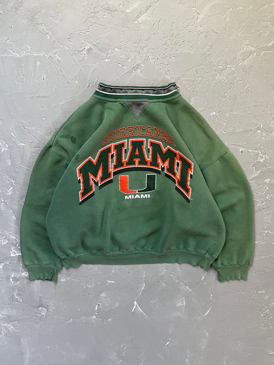 1990s Sun Faded Boxy Miami Hurricanes Sweatshirt [XL]