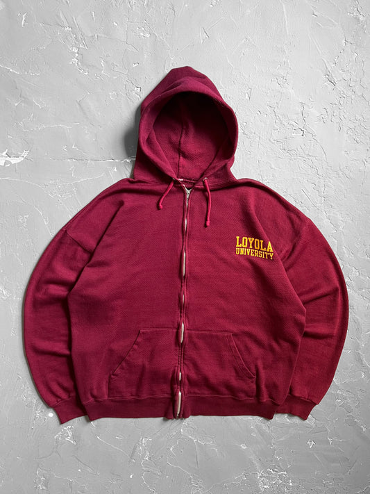 1980s Boxy Loyola University Zip Up Hoodie [L]