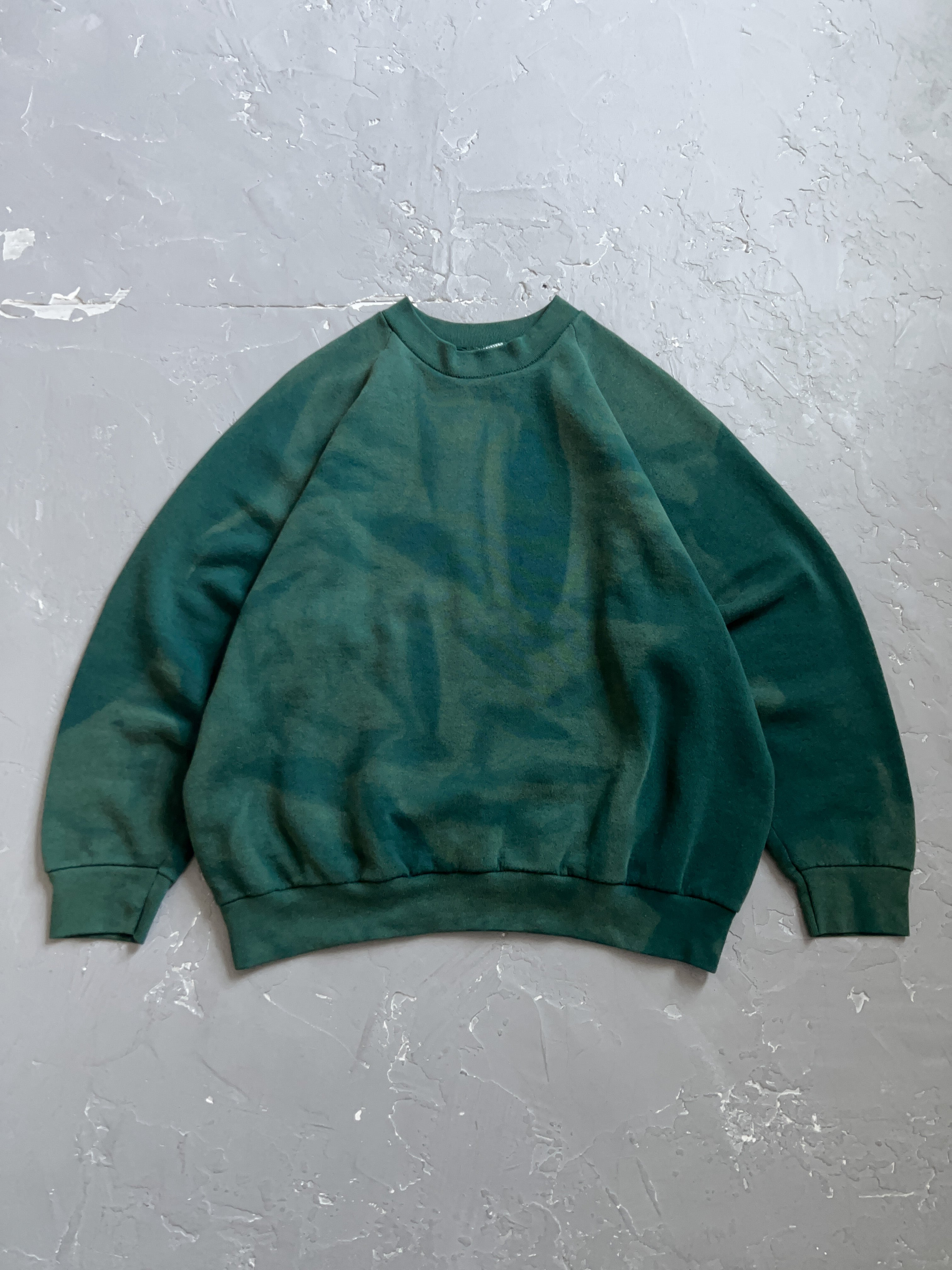 1980s Sun Bleached Green Boxy Raglan Sweatshirt L