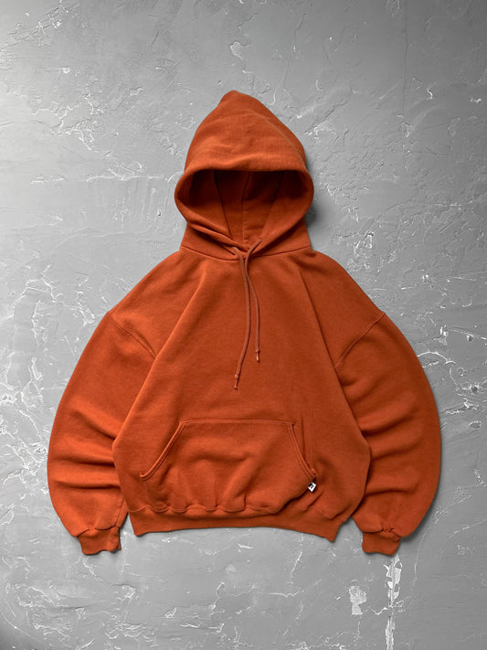 1990s Boxy Burnt Orange Russell Athletic Hoodie [L]