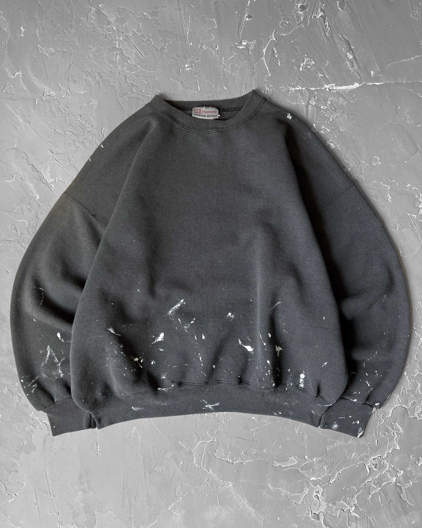 1990s Faded Black Painted Boxy Sweatshirt [XL]