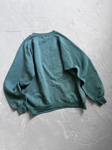 1980s Faded Green Cropped Raglan Sweatshirt [M]