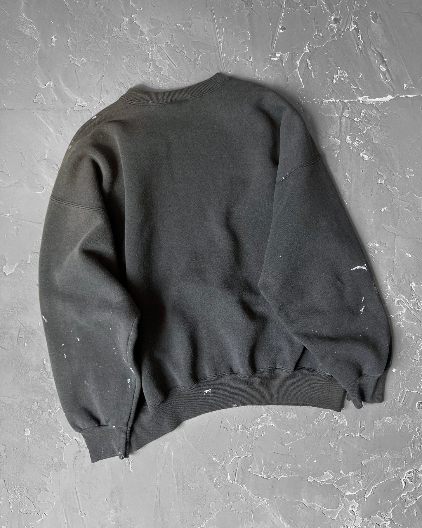 1990s Faded Black Painted Boxy Sweatshirt [XL]