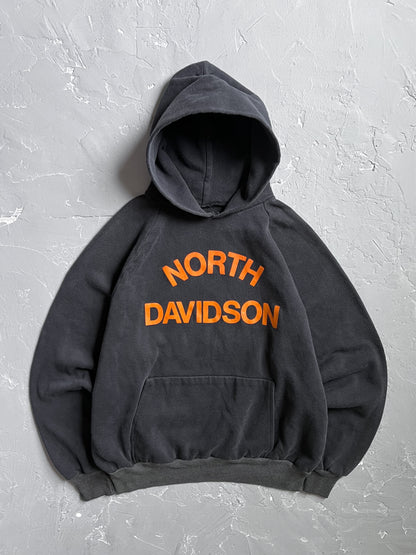 1980s Faded Black “North Davidson” Two Tone Boxy Hoodie [M]