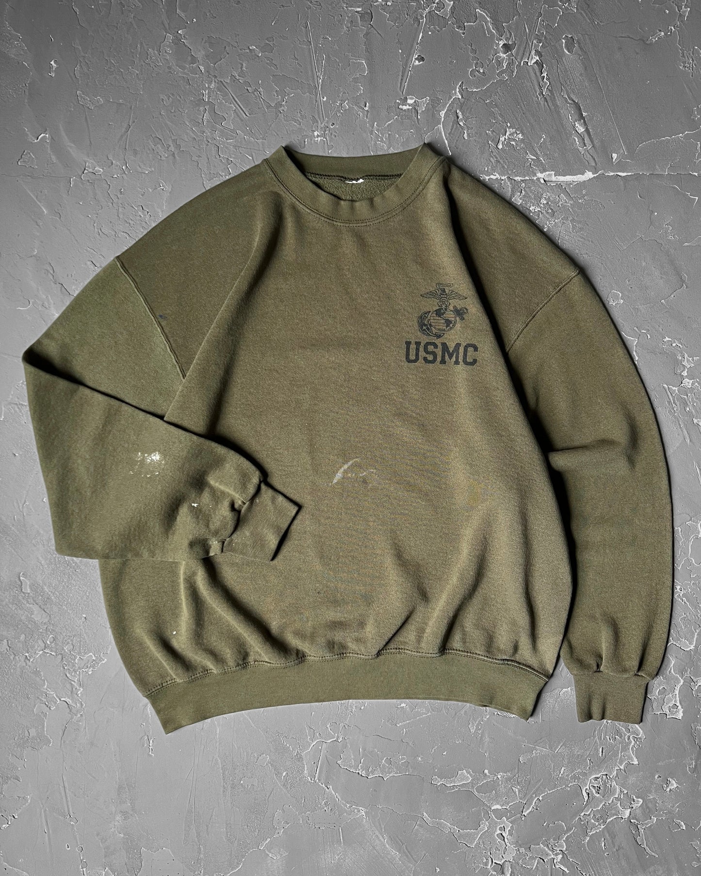 1990s Boxy Olive USMC Sweatshirt [XL]