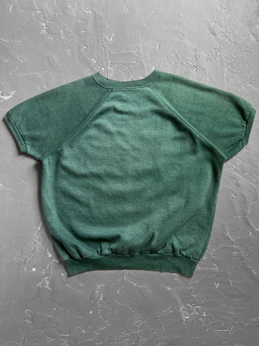 1980s Faded Green Short Sleeve Sweatshirt [XL]