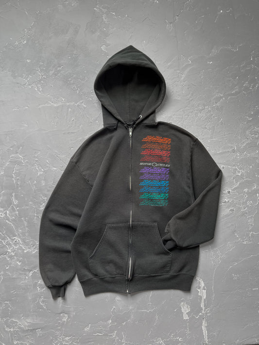 1994 Harley Davidson Rainbow Gradient Zip Hoodie [M]