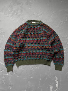 1990s Boxy Multi-Color Knit Sweater [L]