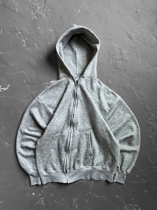 1980s Heather Gray Full Zip Hoodie [M]