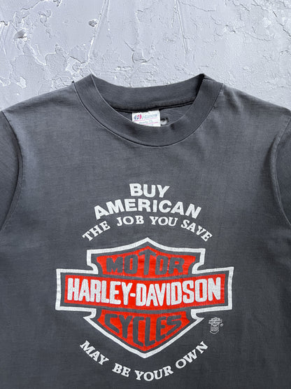 1980s Sun Faded “Buy American” Harley Davidson Tee [S]