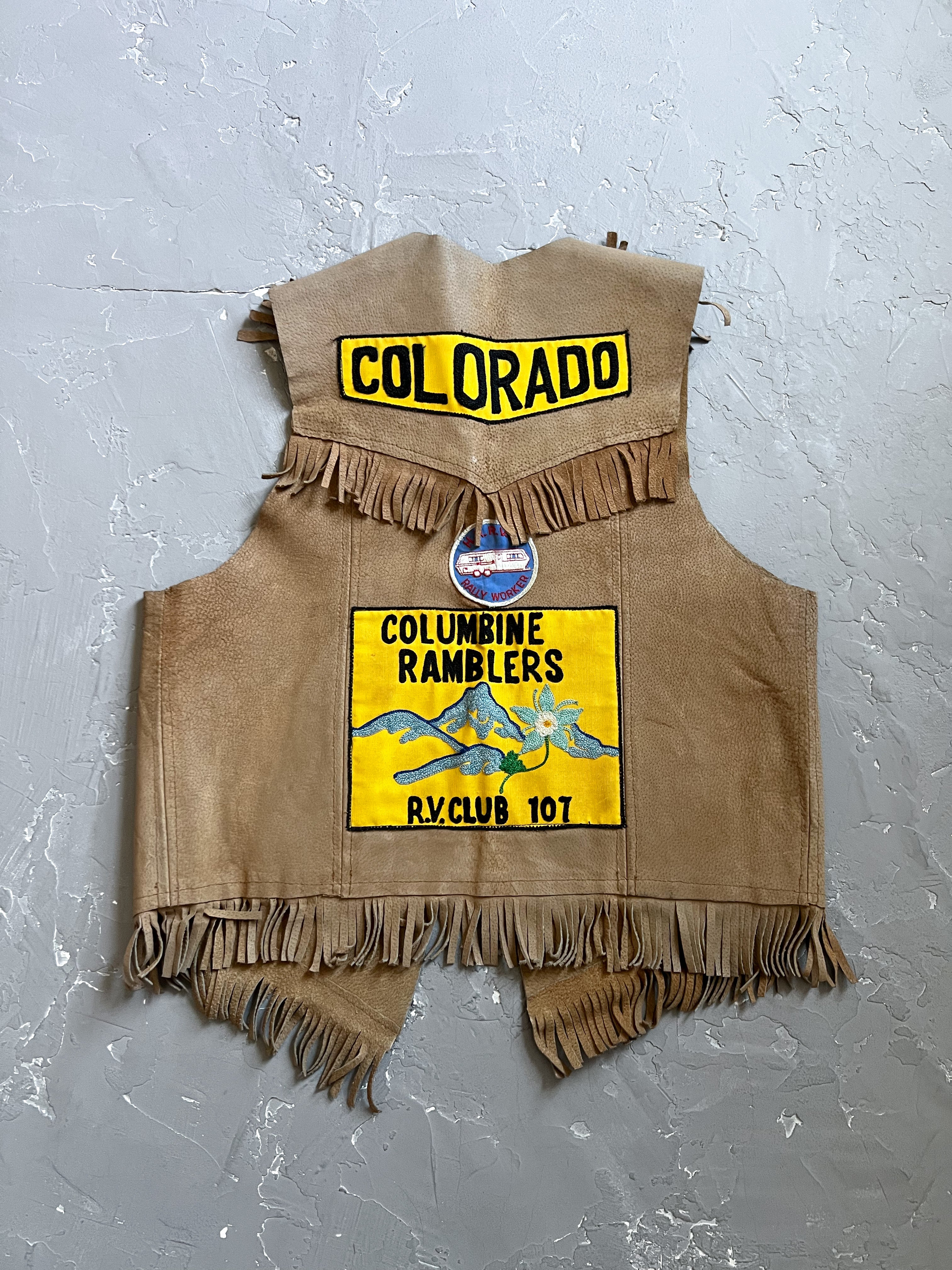 1970s Multi-Patch Suede Leather Vest [L]