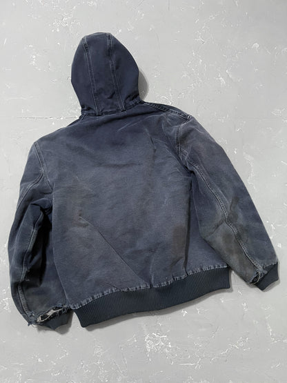 Carhartt Sun Faded Petrol Blue Distressed Hooded Jacket [XL]