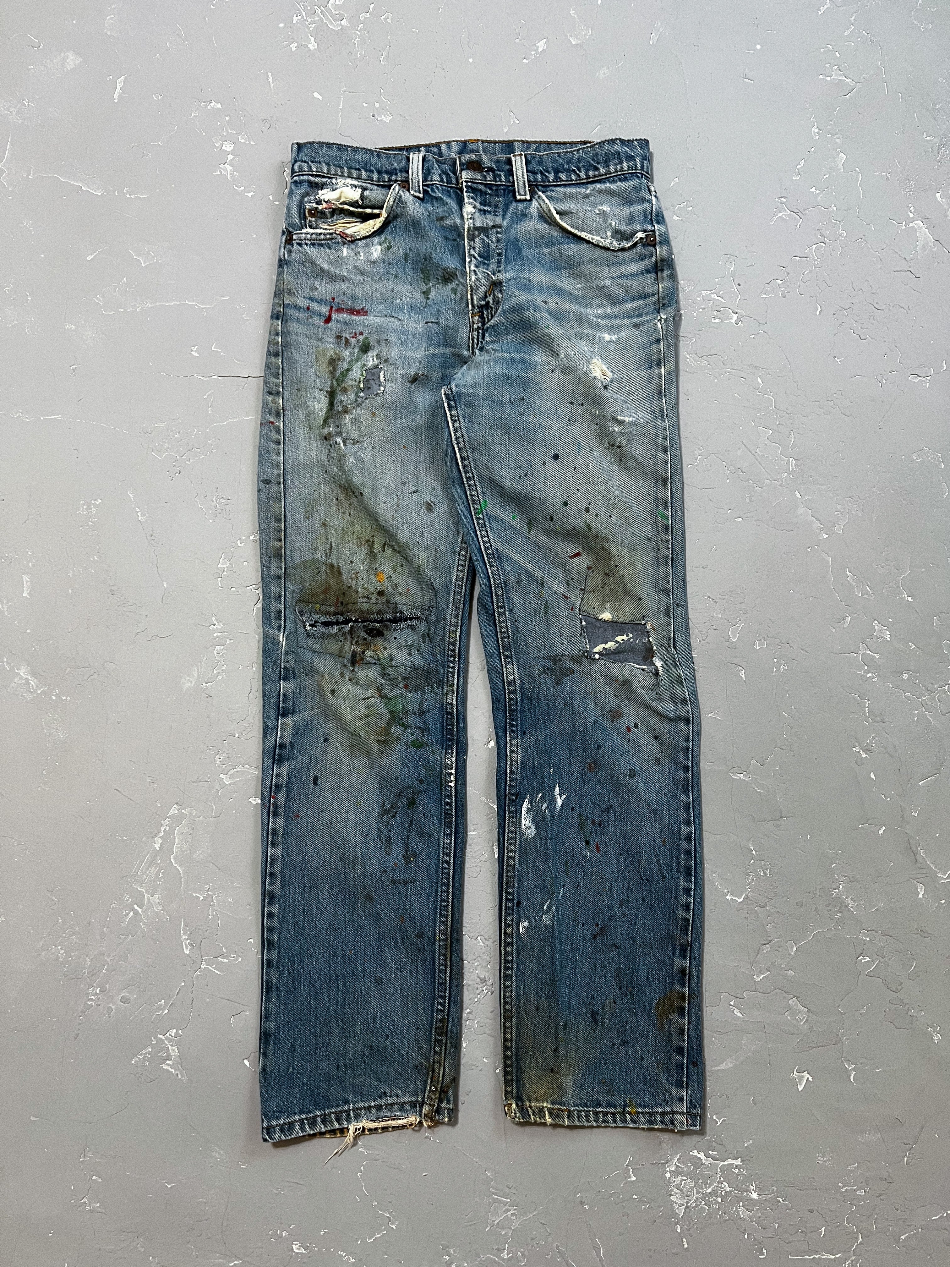 1980s Painted Patchwork Levi’s 505 Orange Tabs [29 x 30]