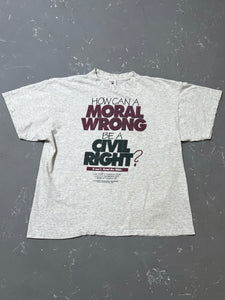 1990s “How Can A Moral Wrong Be A Civil Right?” Jesus Tee [XL]