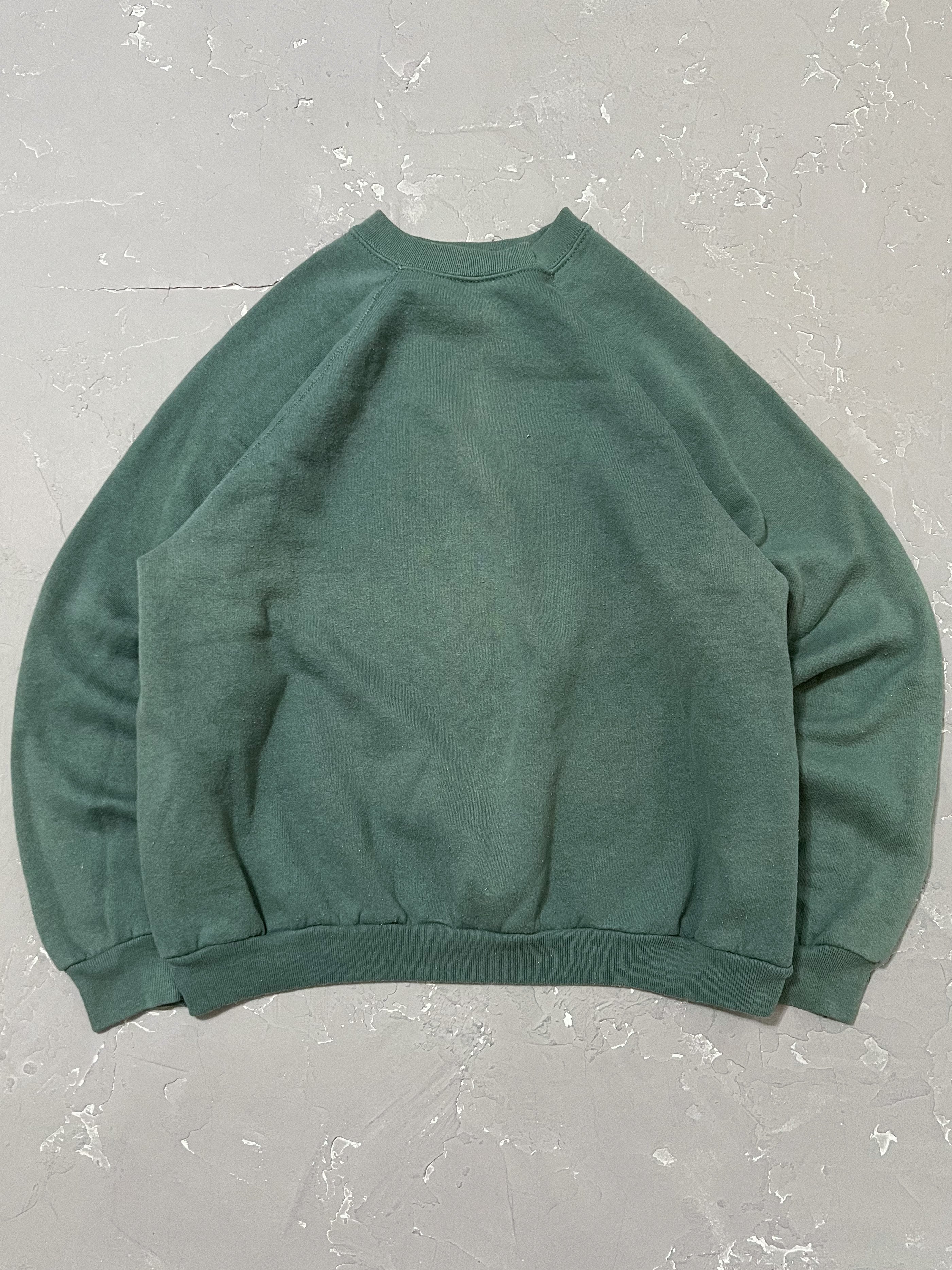 1980s Faded Green Raglan Sweatshirt [L]