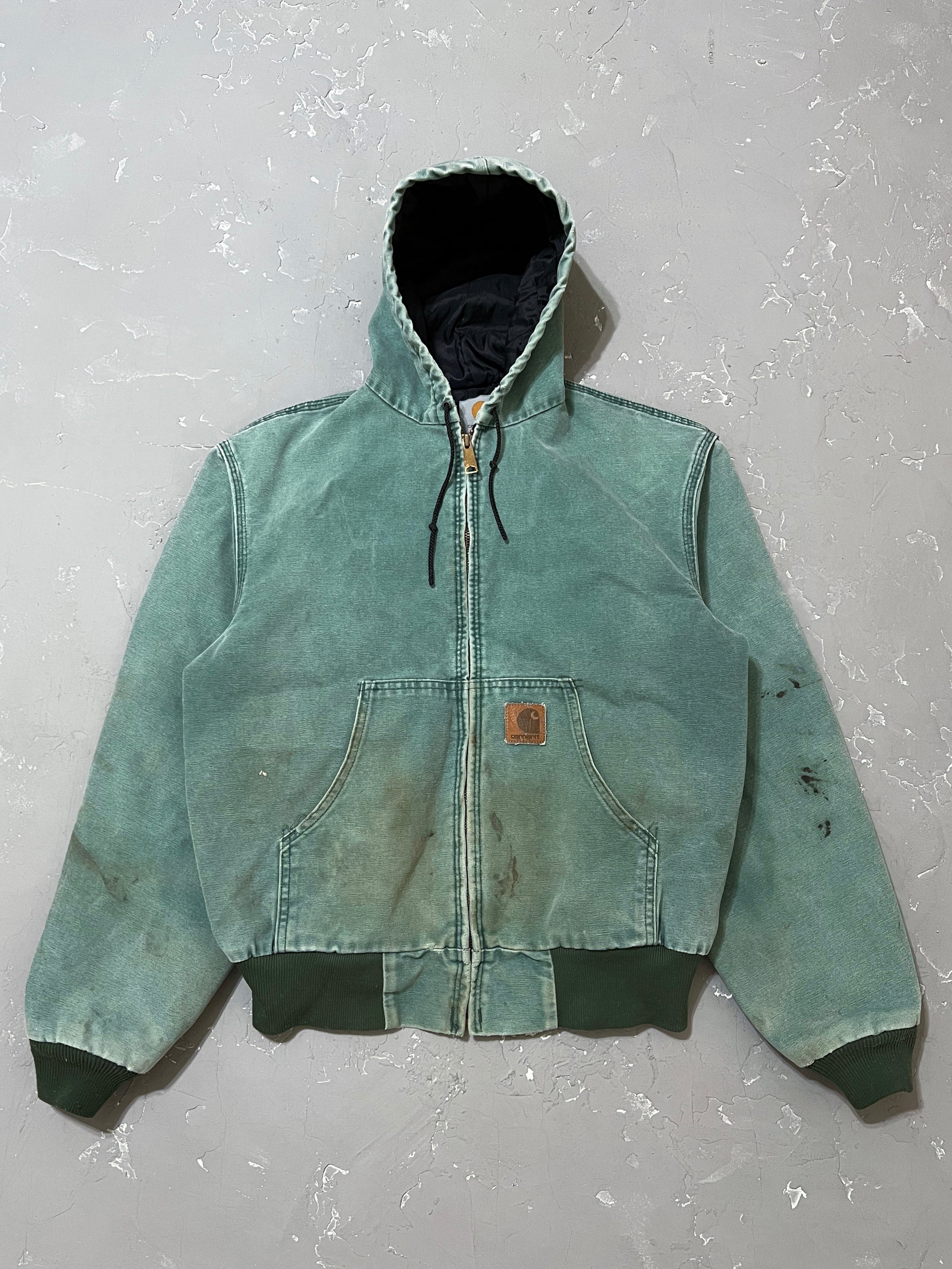 1990s Carhartt Mint Green Hooded Work Jacket [M]