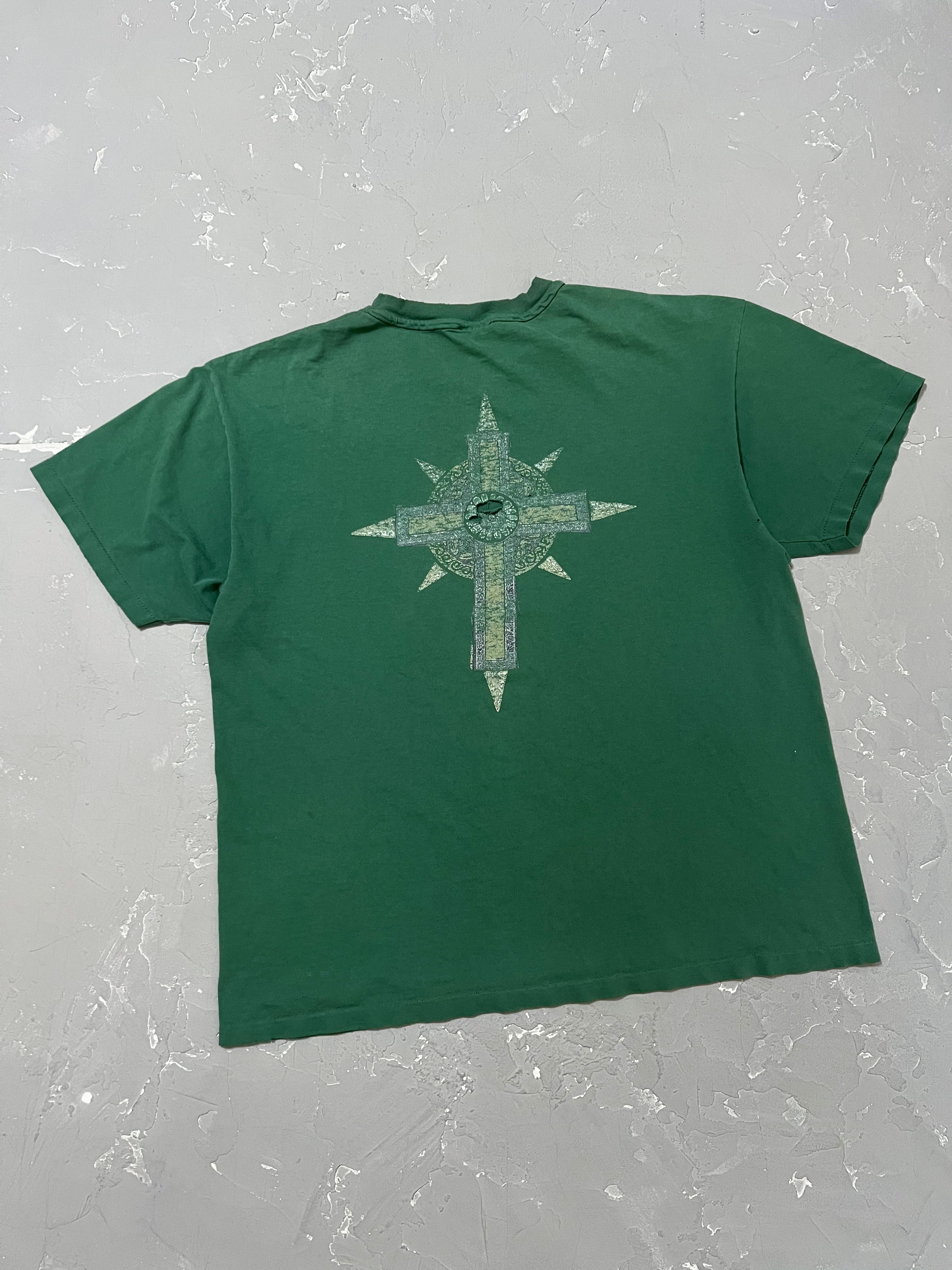 1990s Faded Pine Green “East to West” Painted Tee [L]