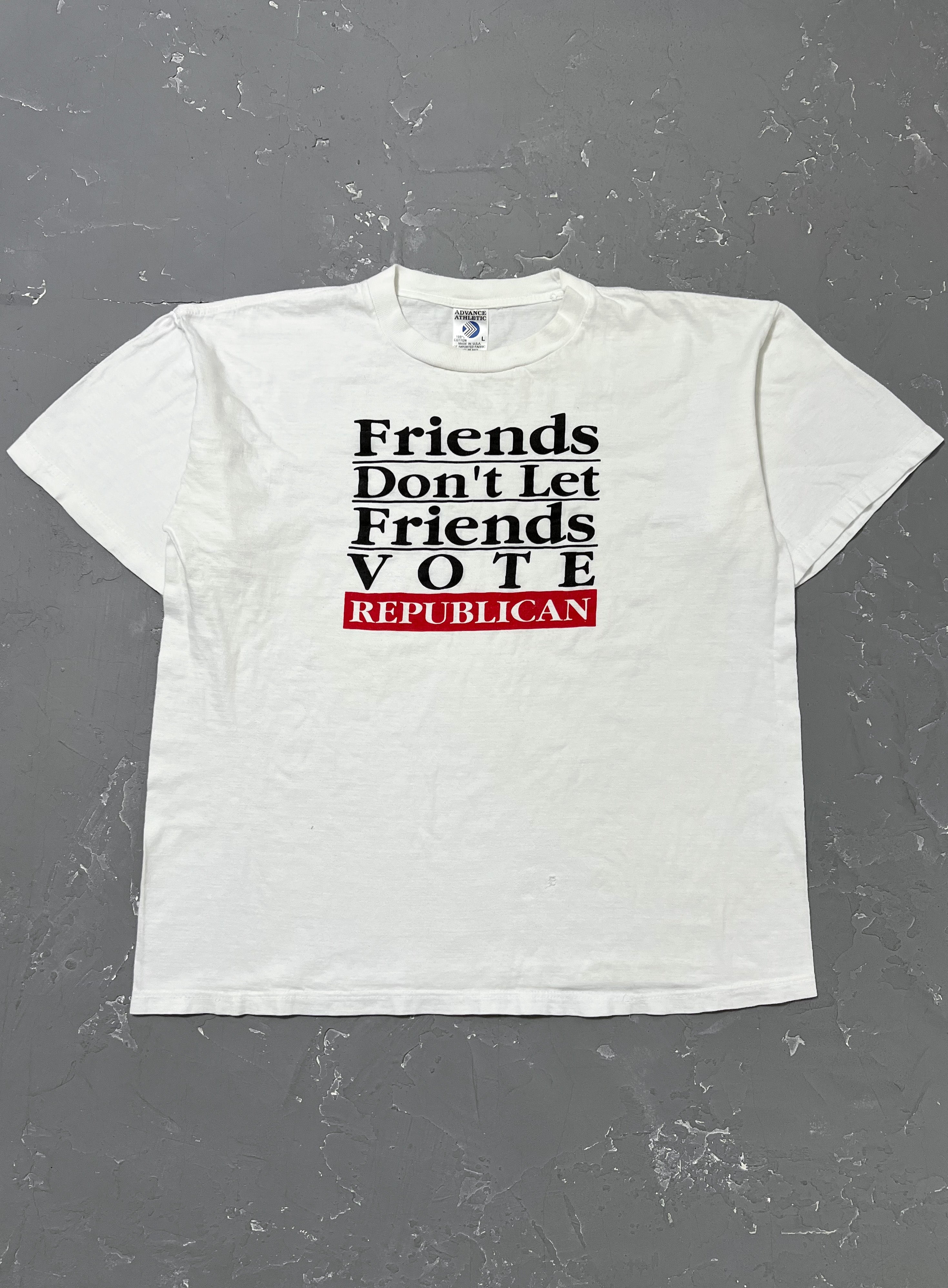1990s “Friends Don’t Let Friends Vote Republican” Tee [XL]