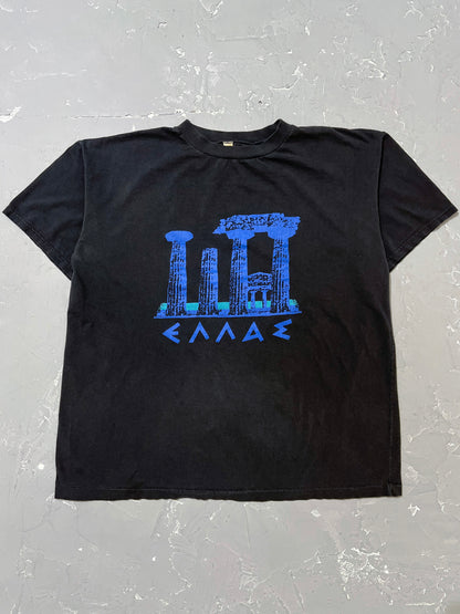 1990s Faded Black Greece Tee [L]